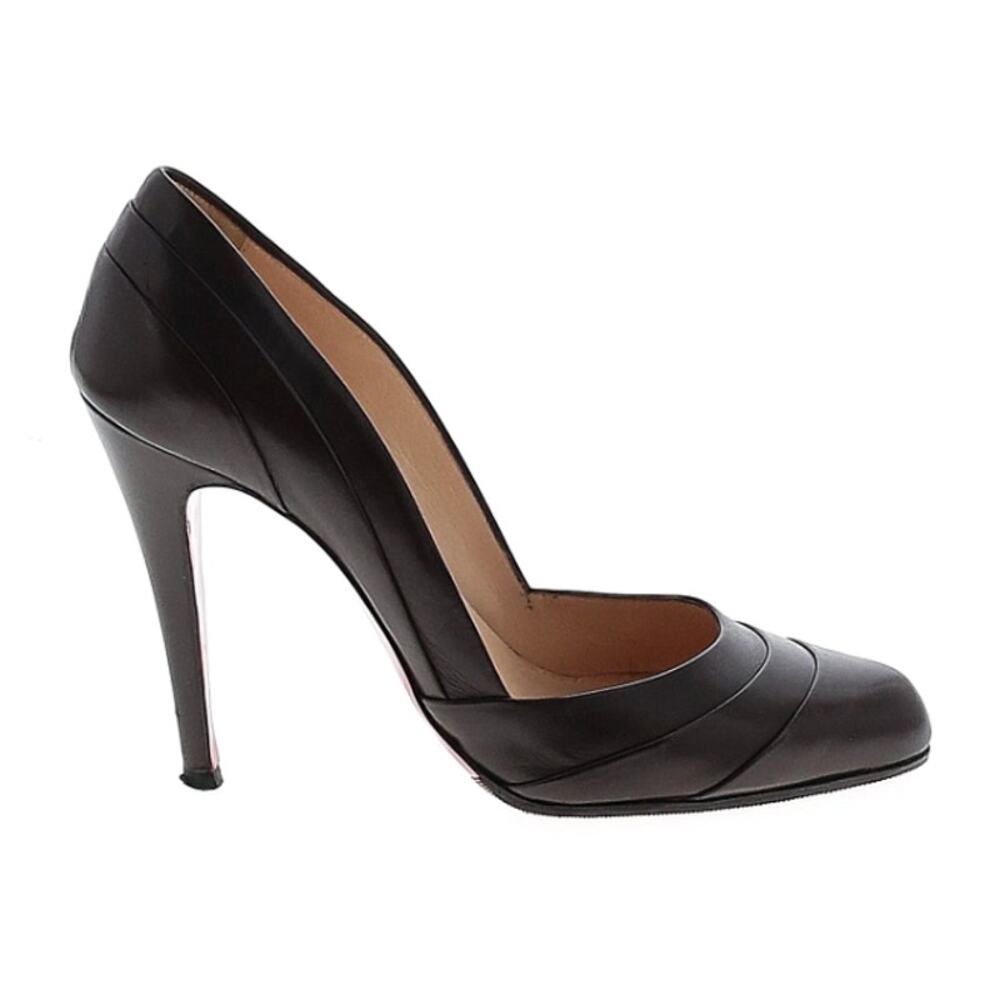 Christian Louboutin Insectika Smooth Brown Leather Heels 100mm Size EU 37
